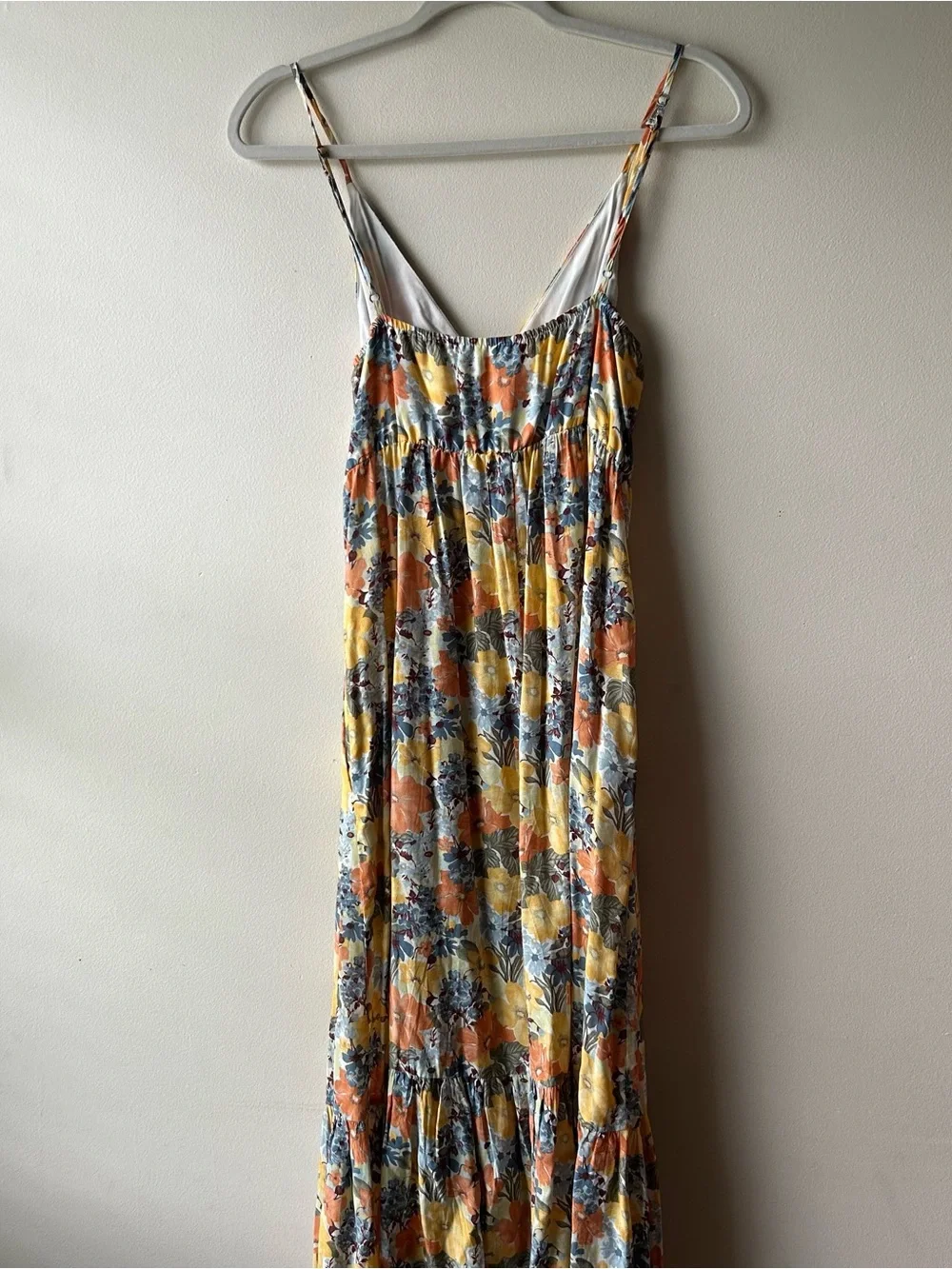 Abercrombie & Fitch Cutout Maxi Dress Floral Orange Yellow Blue Green S